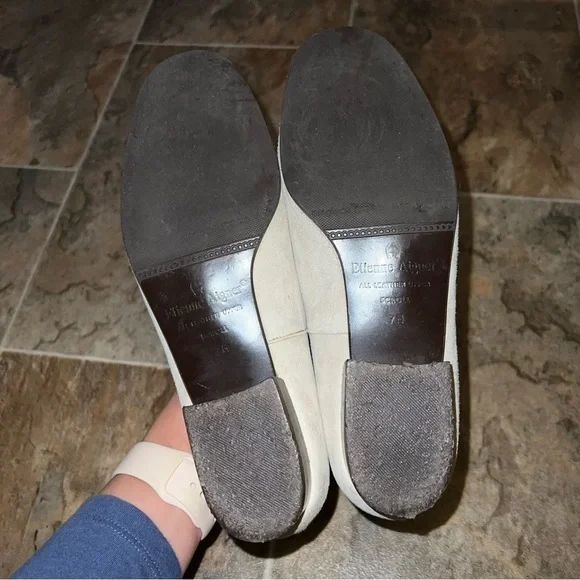 Etienne Aigner Scroll Cream Suede Leather Embroidered Loafers Flats - Picture 4 of 8